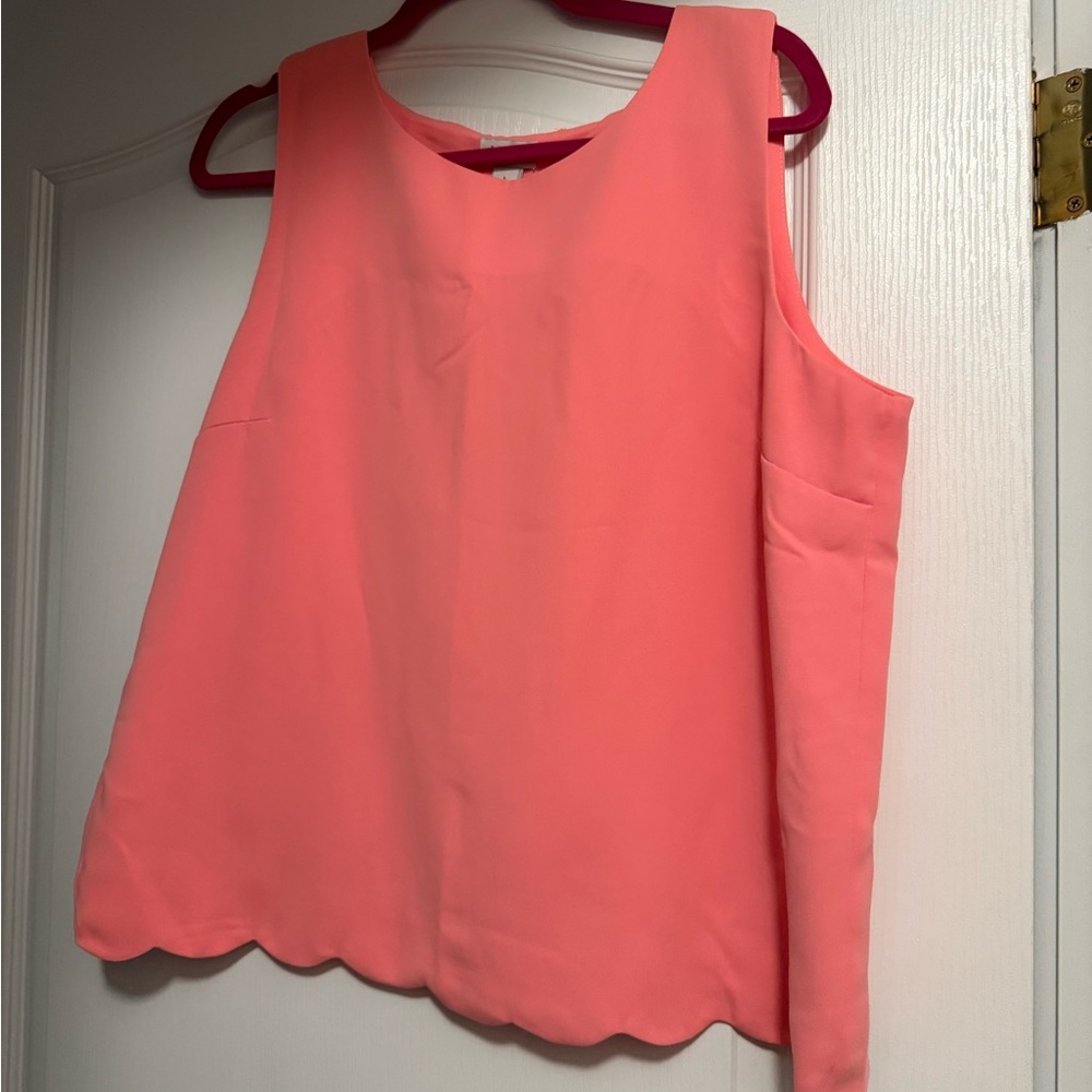J. Crew Factory Pink Tank Top with Scalloped Hem